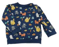Tmavomodrá teplá mikina se zvířátky a stromy a listy M&S