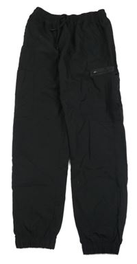 Černé cargo cuff šusťákové kalhoty 