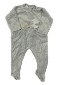 Sivý zamatový overal s kuřátkem