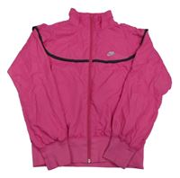 Tmavorůžový šusťákový jarní bomber s logem Nike