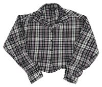 Černo-bílo-růžová kostkovaná crop halenka New Look