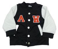 Čierno-biela baseballová mikina s písmenky PatPat