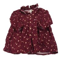 Vínové menšestrové prepínaci šaty s kvietkami a golierikom H&M