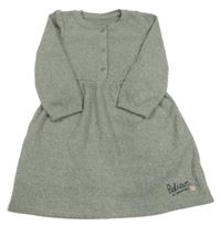 Světlekhaki melírované rebrované úpletové šaty s nápismi Nutmeg