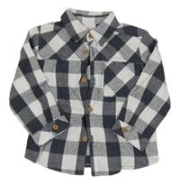 Tmavošedo-biela kockovaná flanelová košeľa wonder nation