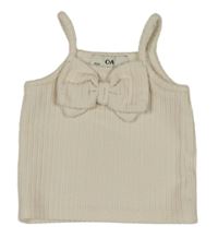 Smotanový rebrovaný top s mašlou C&A