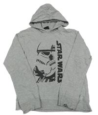 Sivá melírovaná mikina so Star Wars a kapucňou