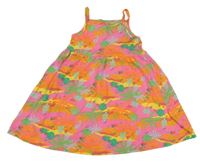 Tmavoružové letné šaty s palmami PRIMARK