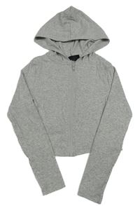 Sivá melírovaná prepínaci crop mikina s kapucňou New Look