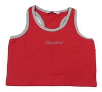 Červený crop top s nápisom Rammer