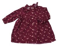Tmavovínové menšestrové prepínaci šaty s kvietkami a golierikom H&M
