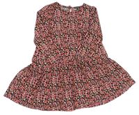Ružovo-čierne kvetované šaty Primark