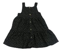 Čierne bodkovaná é šaty s gombíkmi Primark
