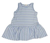 Světlemodro-biele pruhované bavlnené šaty H&M