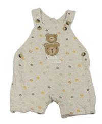 Béžové melírované puntíkaté teplákové podšité laclové kraťasy s medvědy Mothercare