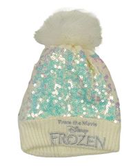 Smotanová pletená čapica s flitrami a bambulí - Frozen Matalan