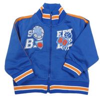 Modrá prepínaci mikina s nášivkami