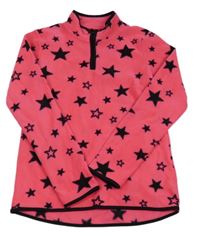 Neonově růžová fleecová mikina s hvězdami C&A