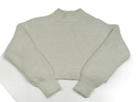 Smotanový chlpatý crop sveter New Look