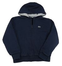 Tmavomodrá prepínaci mikina s logom a kapucňou zn. Lacoste