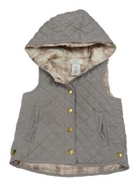 Sivá prešívaná šušťáková zateplená vesta s kapucňou zn. Aspen Kids
