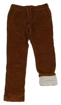 Hnědé manšestrové podšité kalhoty C&A