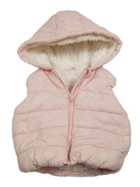 Světlerůžová šusťáková zateplená vesta s kapucí F&F