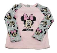 Ružovo-sivá chlpatá mikina s Minnie s flitrami Primark