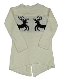 Smotanové svetrové šaty so sobmi