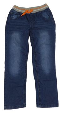 Tmavomodré teplákové rifle s úpletovým pasem Topolino