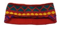 Červená vzorovaná vlněná čelenka