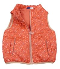 Jahodová kvetovaná šušťáková zateplená vesta Lupilu