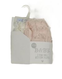 Nové - 2x punčocháče - světlerůžové s volánky + smetanové s volánky Matalan