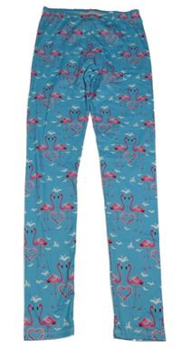 Modré legíny s plameňáky