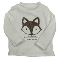 Biela zateplená mikina s líškou