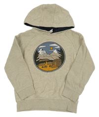 Béžová melírovaná mikina s horami a kapucňou Topolino