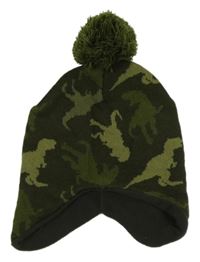 Khaki čepice s dinosaury a bambulí Dopodopo