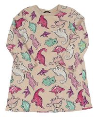 Světlerůžové teplákové šaty s dinosaury George