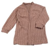 Staroružový melírovaný rebrovaný úpletový cardigan
