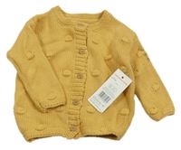 Nové - Okrový puntíkatý propínací svetr F&F