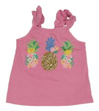 Ružový melírovaný top s ananasy z kamínků a květin Tommy Bahama