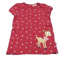 Malinové bodkovaná é teplákové šaty so srnkou Liegelind