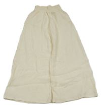 Smetanové žebrované široké lehké kalhoty H&M