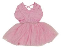 Růžové cvičební body s tylovou sukní Infinity Kids