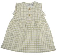 Bielo-béžové kockované šaty s gombíkmi Lily & Dan