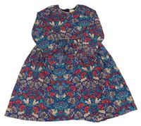 Tmavomodré kvetované šaty s veverkami