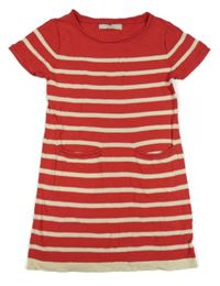 Červeno-béžové pruhované svetrové ľahké šaty Jigsaw