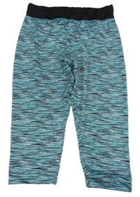 Tyrkysovo-bielo-čierne melírované športové capri legíny Ergeenomixx