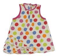 Bielo-farebné bodkovaná é bavlnené šaty