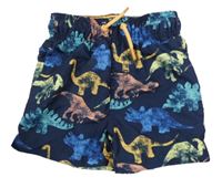 Tmavomodré plážové kraťasy s dinosaurami Nutmeg